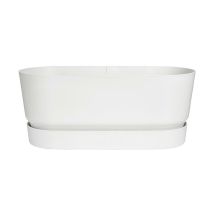 Elho - Jardinière Greenville Terrasse 60 x 26 x 24,4 cm avec roulettes - Blanc