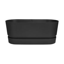 Elho - Jardinière Greenville Terrasse 60 x 26 x 24,4 cm avec roulettes - Noir