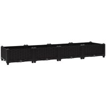 Helloshop26 - Jardinière lit surélevé plantes fleurs jardin 160 cm polypropylène noir