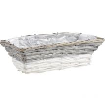 Jardinière Osier Blanc et Gris 38 cm