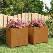 Bonnevie - Jardinières de jardin avec pieds 2 pcs - Balconnière à fleurs Gris 42x40x43 cm Acier corten BV583545