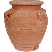 Vase en terre cuite pour plantes Vase rond pour extérieur Jardinière de balcon Pots de fleurs Jarre avec poignées Vase rond