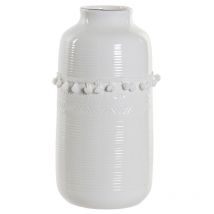 Jarrón Dkd Home Decor blanco gres pompón 12 x 12 x 24 cm