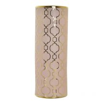 Dkd Home Decor - Jarrón 13,5 x 13,5 x 36 cm porcelana rosa dorado oriental cromado