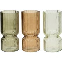 Jarron de cristal tubular ondulado, cristal, ø11x23cm, 3 colores. Basics