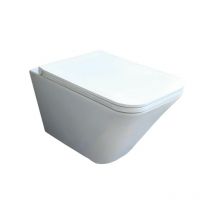 Azzurra - Jarrón suspendido 36x54x35,5 cm blanco brillante de cerámica Ceramica Build - Con tapa de inodoro soft