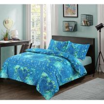 Kampala Hill - Jasmin Teal Duvet Cover Set Flowers and Heart Bedding Blue/Green - King