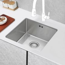 Jassferry - 1.2mm Thickness Stainless Steel Kitchen Sink Undermount Square Single Bowl & Strainer Waste Pipes Clips