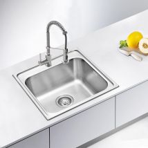 Jassferry - Drop-in Stainless Steel Kitchen Sink 500 x 500 mm Single Square Bowl for Campervan rv with Pre-drilled Tap Hole