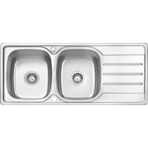 Jassferry - vier de cuisine 2 Bacs , Acier Inoxydable, égouttoir réversible, 1160 x 500 mm avec trop-plein