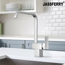 Jassferry - Italian Designer Rectangle Lever Kitchen Sink Mixer Tap Chrome Monobloc Brass