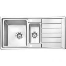 JASSFERRY Küchenspüle 1,5 Becken Einsatz, 970 x 500 x 205 mm Umkehrbarem Abtropffläche Waschbecken mit Abfallsieb