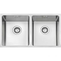 Jassferry - Küchenspüle 2 Becken Unterbau-Küchenspüle, 750 x 440 mm Doppelschüssel Unterbauspüle aus Edelstahl mit Abfallsieb, Abfal