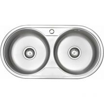 Küchenspüle Edelstahl Rund, Doppelbecken Küchenspüle 80x48cm - Jassferry