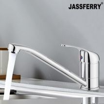 Jassferry - Kitchen Sink Mixer Tap Caravan Monobloc Single Top Lever Long Swivel Spout Solid Brass Traditional Faucet Chrome