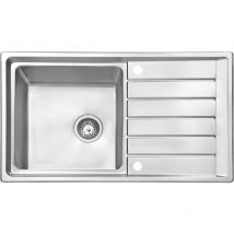 JASSFERRY Küchenspüle 1 Becken Einsatz, 86 x 50 x 21 cm Umkehrbarem Abtropffläche Waschbecken mit Abfallsieb