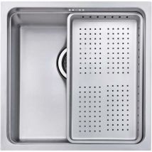 Jassferry - vier de cuisine 1 bac, acier inoxydable, 440 x 440 mm sous plan, avec égouttoir à vaisselle