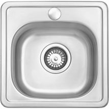 Jassferry - vier de cuisine 1 Bac Carré Finition Satinée acier inoxydable 380 x 380 mm