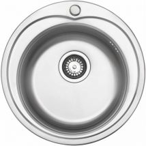 Jassferry - vier de cuisine 1 bac rond , acier inoxydable, ø 490 mm avec trou pour robinet