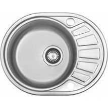 Jassferry - vier de cuisine 1 bac rond en acier inoxydable avec égouttoir réversible 580 x 450 mm