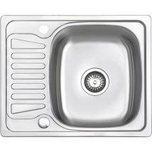 Vier de cuisine 1,5 Bac , encastrable en acier inoxydable avec égouttoir réversible 580 x 480 mm - Jassferry