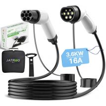 Jatrhg - Câble de Recharge Véhicules Électriques 3.6KW 5M 16A Monophasé Type 2 à Type 2 câble de rallonge Véhicules Hybrides