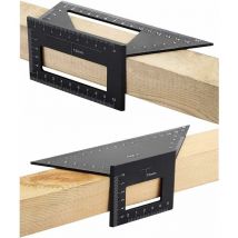 Sunxury - Jauge carrée à 2 dispositions de selle pour le travail du bois, règle en t de mesure d'angle d'onglet à disposition carrée de 45/45 degrés