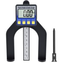 Jauge de Profondeur Numérique 80 mm Jauge de Hauteur et de Profondeur Menuiserie avec Tige de Profondeur Pieds Aimantés Fonction de Maintien Outils