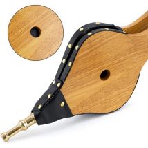 Mezheng - Soufflet de cheminée Grand soufflet en bois pour souffleur d'air pour puits de feu Buse en fonte pour camping en plein air Barbecue Grill