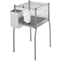 Gabbia Per Conigli In Filo Galvanizzato Rinforzato, Comprende Una Tramoggia Con Tre Fori E Piedi, 55x108x101 Cm