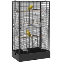 Pawhut - Jaula para pájaros 61x36,5x98 cm pajarera con puertas perchas bandeja extraíble cajas de comidas y asas jaula para ninfas periquitos