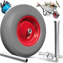 Roue de brouette en caoutchouc plein 200 kg increvable 4.80/4.00-8 ø 390mm incl. essieu Roue de rechange roue en caoutchouc jante acier pneu