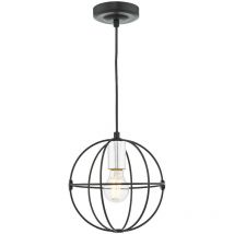 Dar Lighting - Javari Suspension Sphérique Noir Mat/Chrome Poli