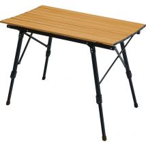 Campingtisch klappbar Falttisch höhenverstellbar Aluminium Holzoptik/Schwarz - Jawinio