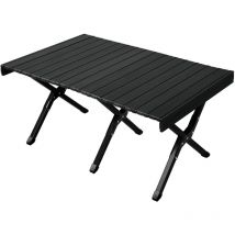 Table de camping pliante en aluminium, aspect bois noir - Jawinio