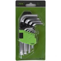 Set mit 9 kurzen Inbusschlüsseln mit runder Spitze JBM 53954