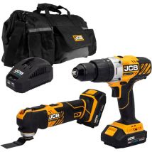 Jcb Tools - jcb 18V Combi Drill Multi Tool Kit 2x 2.0ah Lithium-Ion Batteries and charger in 20' kit bag