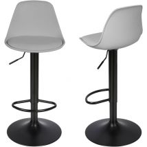 Barhocker 2er Set Aus Pu-leder, Höhenverstellbar 360° Drehstuhl, Für Küche Und Bar,hellgrau - Skecten