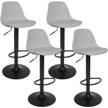 Skecten - Barhocker 4er Set aus PU-Leder, Höhenverstellbar 360° Drehstuhl, für Küche und Bar,hellgrau