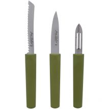 Set de 3 pièces en inox Eco-responsable office, éplucheur, tomate vert - Jean Dubost