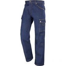 CEPOVETT Latzhose Handwerker Denim Blau XS (36) – Schrittweite 80 cm – 2 Vordertaschen, 2 Klappentaschen, 2 Gesäßtaschen