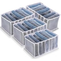 Mumu - Jeans Storage Box, 4 Piece Wardrobe Organizer, Jeans Storage Boxes, Mesh Divider Box, Clothes Drawer, for Pants, Jeans, Sweater, T-Shirt,