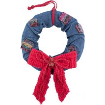 Iperbriko - Jeansgirlande mit roter Wollschleife 51x33x9 cm