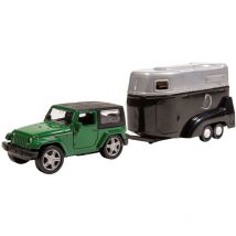 City - Jeep moulée sous pression avec remorque à chevaux Vert/Noir
