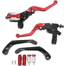 1 paire de leviers de matre-cylindre de frein de 7/8 pouces, Kit universel de guidon de moto avec réservoir, protège-main en Fiber de carbone rouge