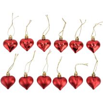 12 pièces ornement de nol en forme de coeur pvc décorations suspendues d'arbre de nol pour la fête de la saint-valentin rouge - Jeffergarden