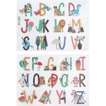 Jeffergarden - Autocollant mural à motif de lettres anglaises, animaux, plantes, sparadrap muraux pour décoration de chambre d'enfants