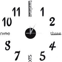 Jeffergarden - Autocollant mural horloge numérique autocollants horloge murale bricolage 3D horloge murale décorative pour la maison noir