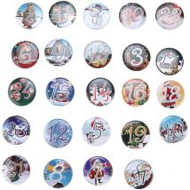 Jeffergarden - Broche de bouton numéro porte-bonheur, motif Unique, broche de calendrier de l'avent, dessin animé, paysage, 24 pièces