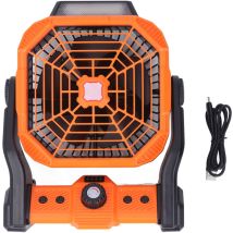 Jeffergarden - Campingventilator, wiederaufladbar, 20.000 mAh, batteriebetrieben, mit LED-Lichthaken, usb, 120° drehbar, stufenlose